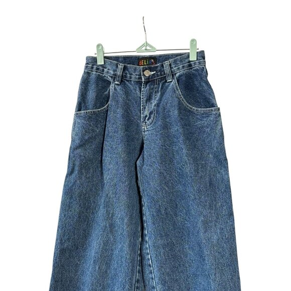 Delia's Dolls Kill Womens Blue Denim Jeans Wide Leg Medium Wash High Rise XS - Picture 2 of 8